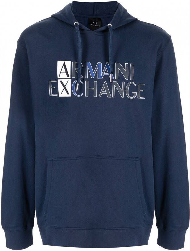 Armani Exchange Hoodie met logoprint Blauw