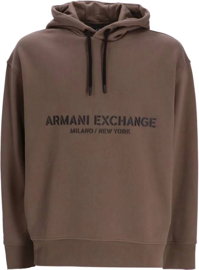 Armani Exchange Hoodie met logoprint Bruin