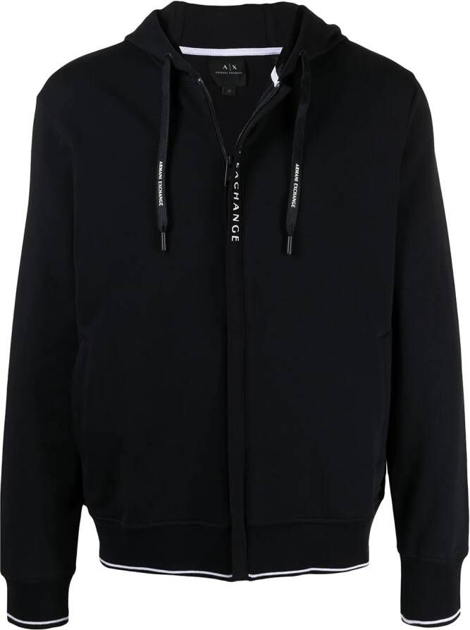 Armani Exchange Hoodie met logoprint en rits Blauw