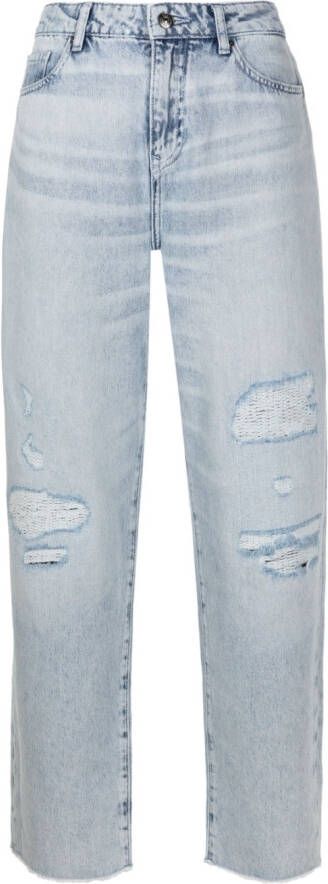 Armani Exchange Jeans met gerafeld detail Blauw