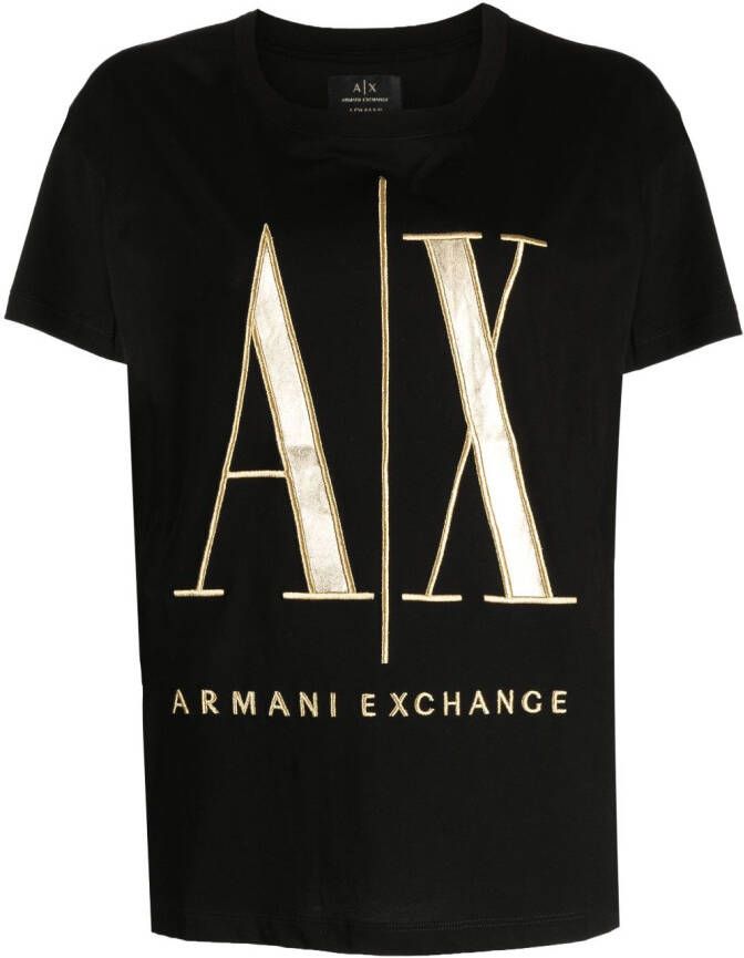 Armani Exchange T-shirt met logopatch Zwart