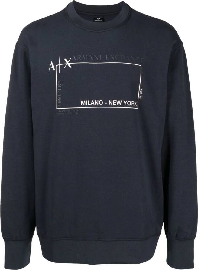 Armani Exchange Sweater met logo Blauw