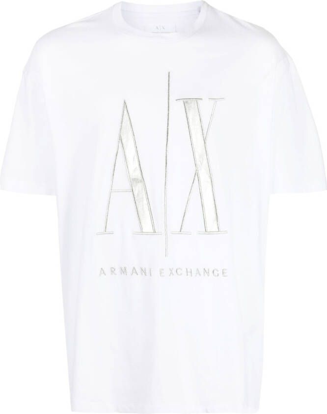 Armani Exchange T-shirt met geborduurd logo Wit