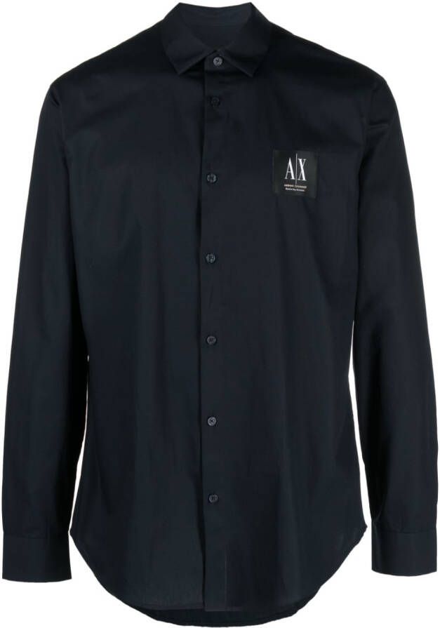 Armani Exchange Overhemd met logopatch Blauw