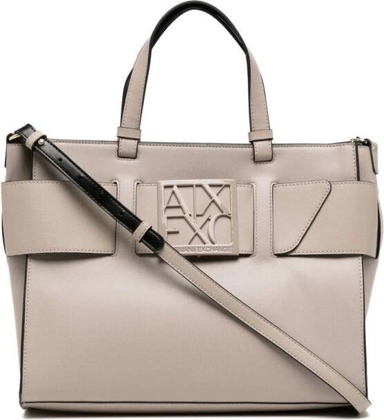 Armani Exchange Shopper met logoplakkaat Grijs