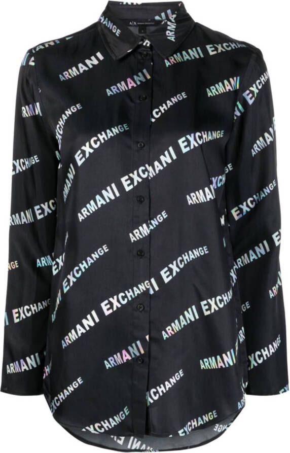 Armani Exchange Blouse met logoprint Zwart