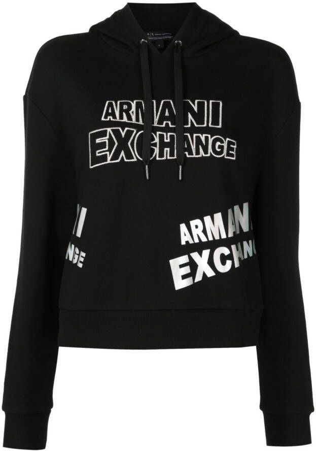 Armani Exchange Hoodie met logoprint Zwart