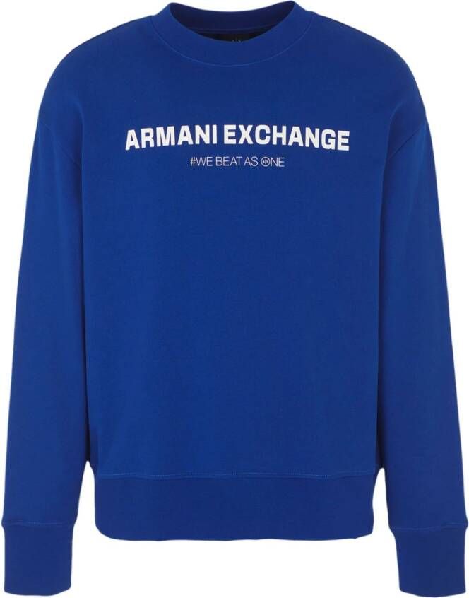 Armani Exchange Sweater met logoprint Blauw