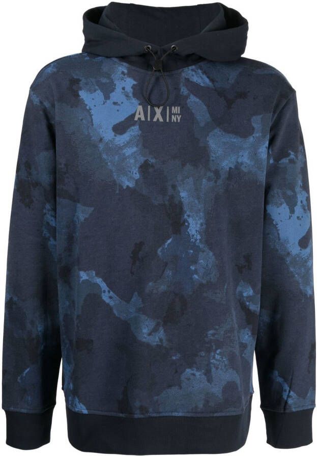 Armani Exchange Hoodie met logoprint Blauw