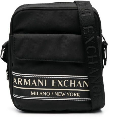 Armani Exchange Messengertas met logoprint Zwart