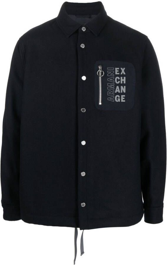 Armani Exchange Shirtjack met logoprint Blauw