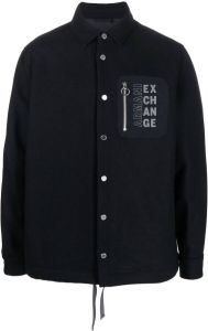 Armani Exchange logo print shirt jacket Blauw
