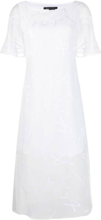 Armani Exchange Maxi-jurk met doorzichtige overslag Wit