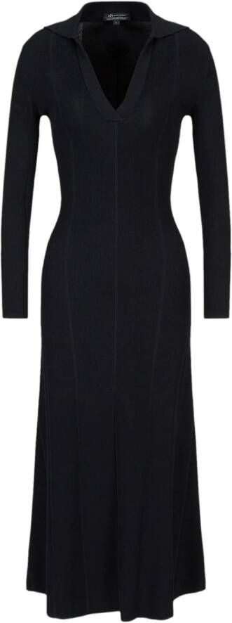 Armani Exchange Midi-jurk met V-hals Zwart