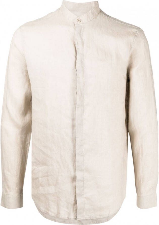 Armani Exchange Overhemd met bandkraag Beige