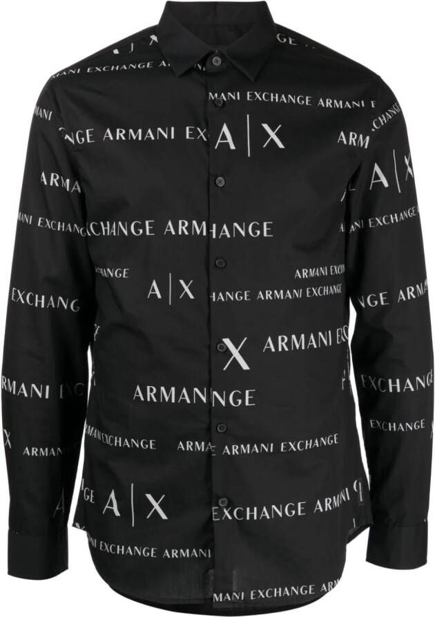 Armani Exchange Overhemd met logoprint Zwart