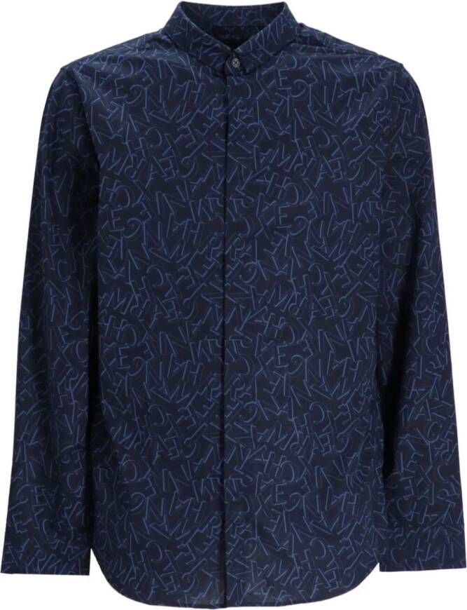 Armani Exchange Overhemd met monogram patroon Blauw