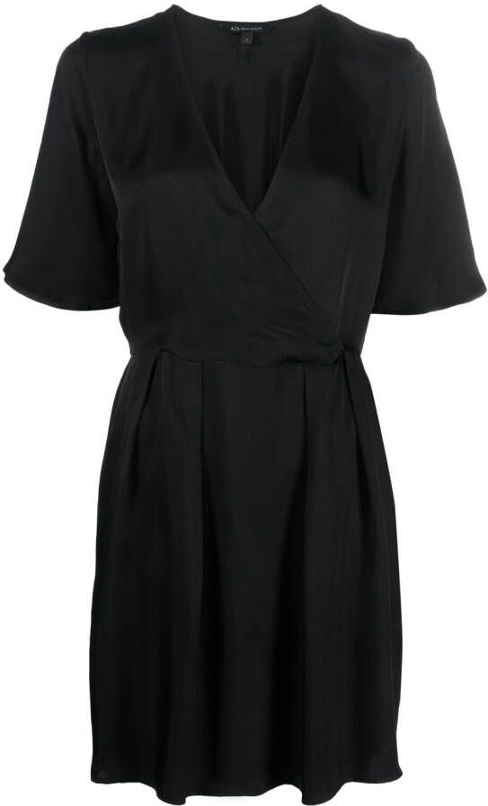 Armani Exchange Mini-jurk met watervalhals Zwart