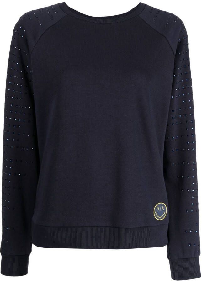 Armani Exchange Sweater verfraaid met stras Blauw