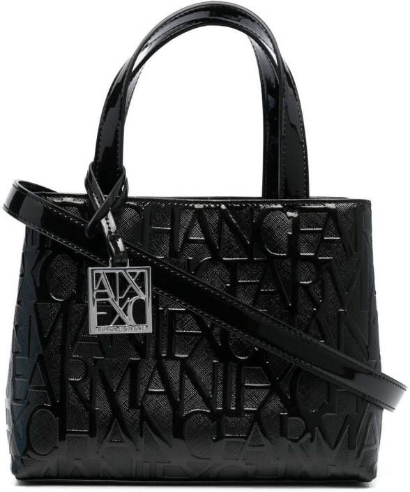 Armani Exchange Shopper met logo reliëf Zwart