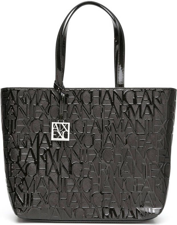 Armani Exchange Shopper met monogram Zwart
