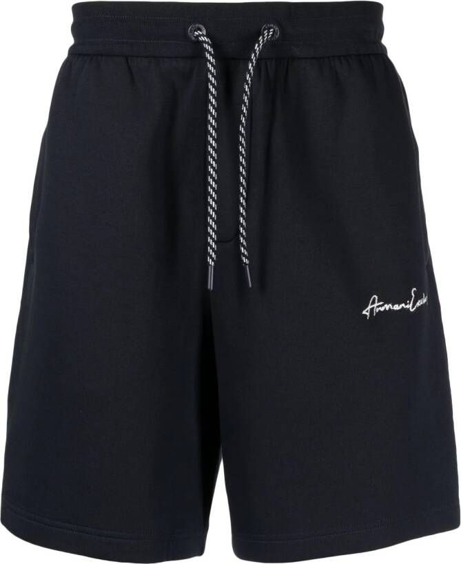Armani Exchange Shorts met geborduurd logo Blauw