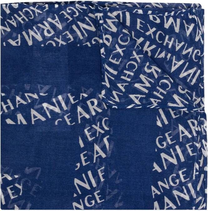 Armani Exchange Sjaal met logoprint Blauw
