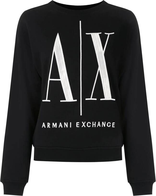 Armani Exchange Sweater met geborduurd logo Zwart