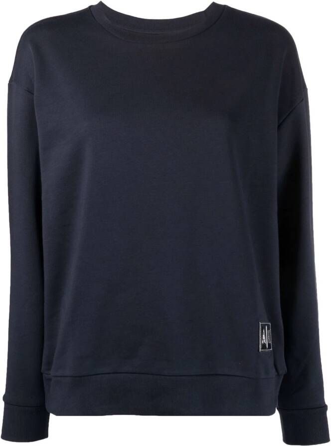 Armani Exchange Sweater met logoplakkaat Blauw