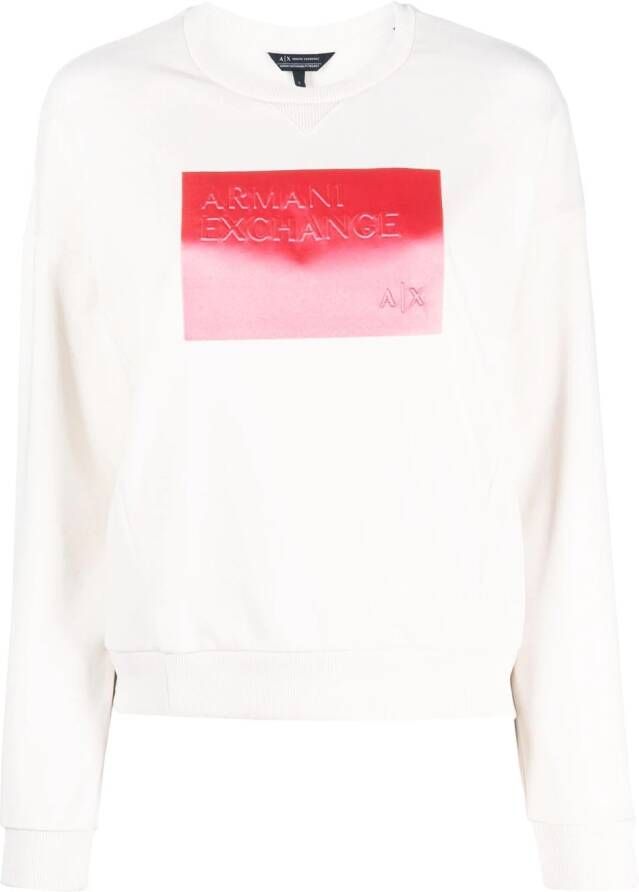 Armani Exchange Sweater met logoprint Beige