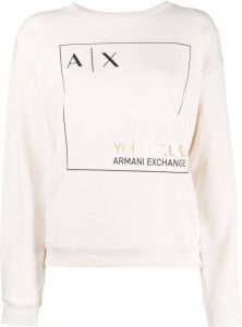 Armani Exchange Sweater met logoprint Beige
