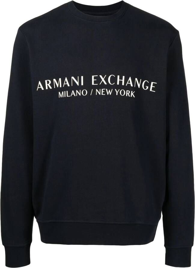 Armani Exchange Sweater met logoprint Blauw