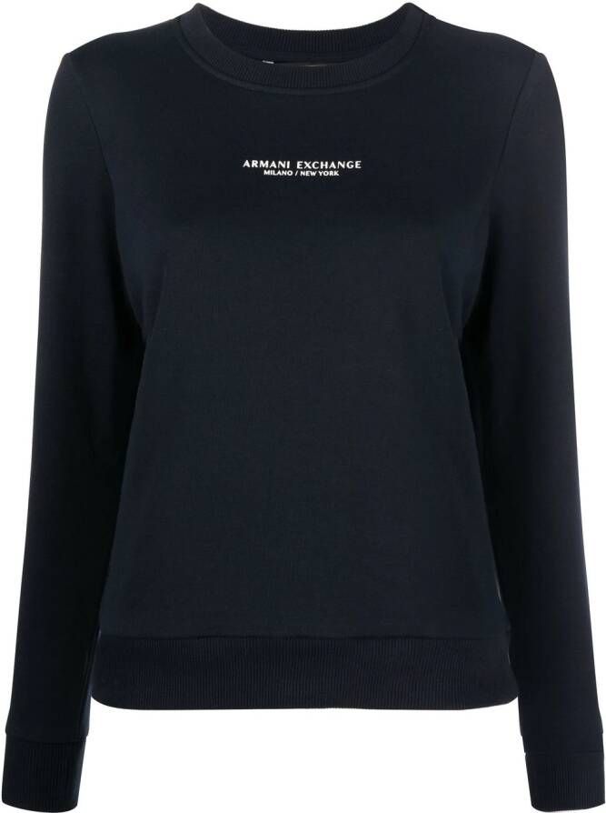 Armani Exchange Sweater met logoprint Blauw