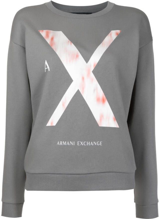 Armani Exchange Sweater met logoprint Grijs