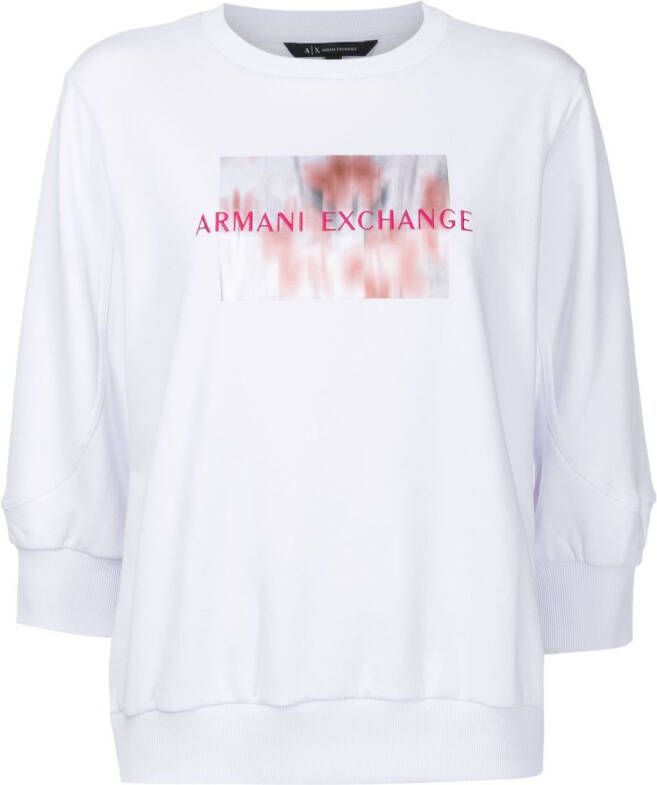 Armani Exchange Sweater met logoprint Wit