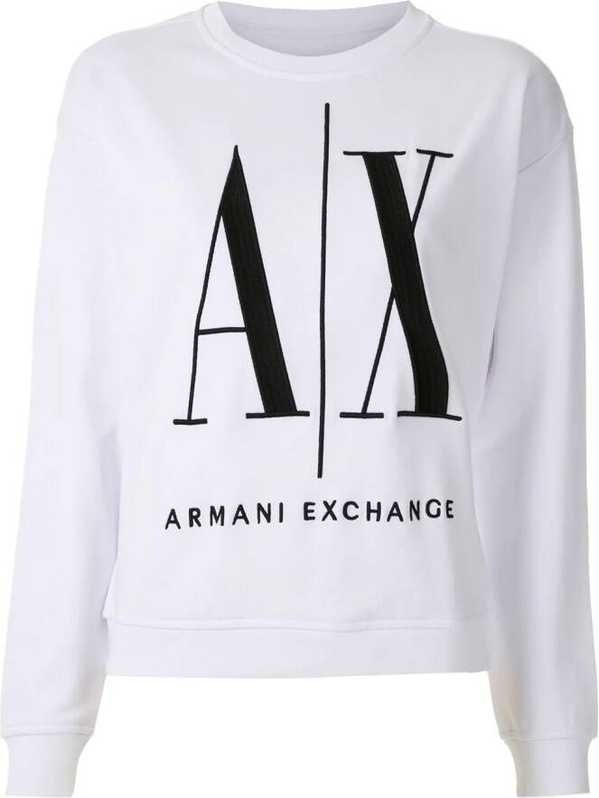 Armani Exchange Sweater met logoprint Wit