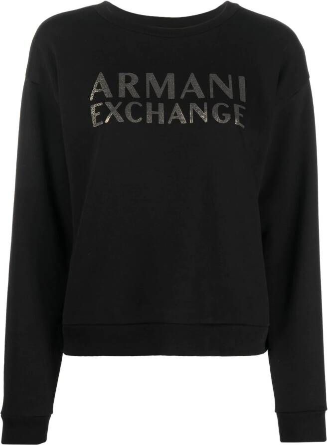 Armani Exchange Sweater met logoprint Zwart