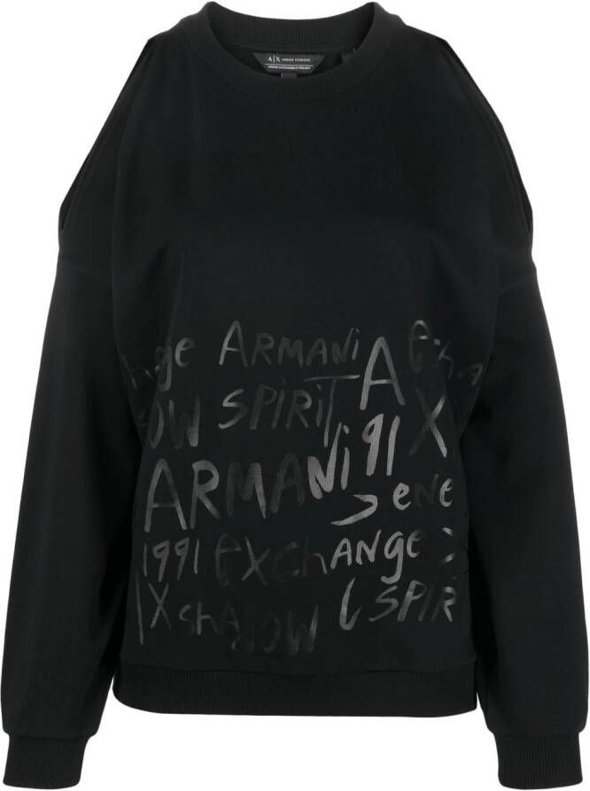 Armani Exchange Sweater met open schouders Zwart