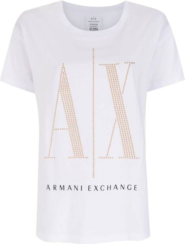 Armani Exchange T-shirt met logo van pailletten Wit