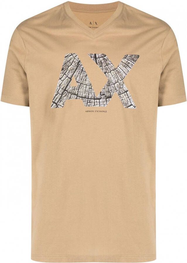 Armani Exchange T-shirt met logoprint Bruin