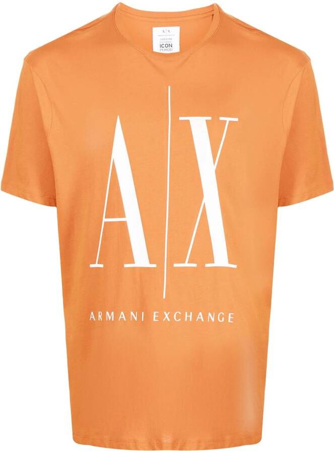 Armani Exchange T shirt met logoprint heren katoen XS Oranje