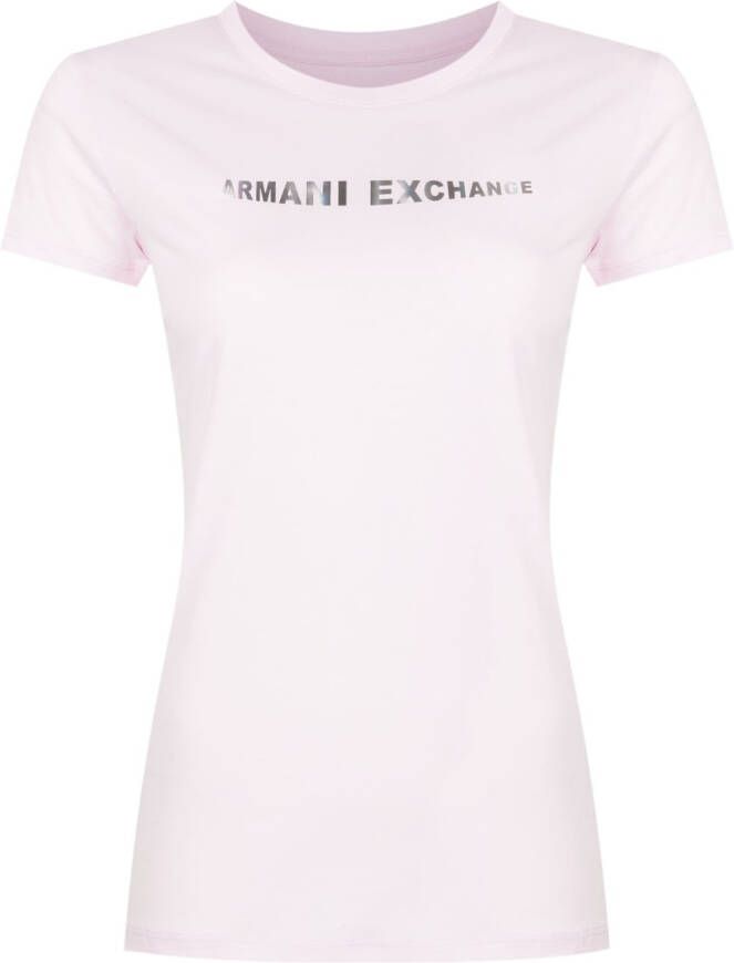 Armani Exchange T-shirt met logoprint Roze