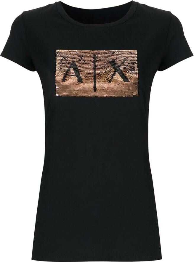 Armani Exchange T-shirt met pailletten Zwart