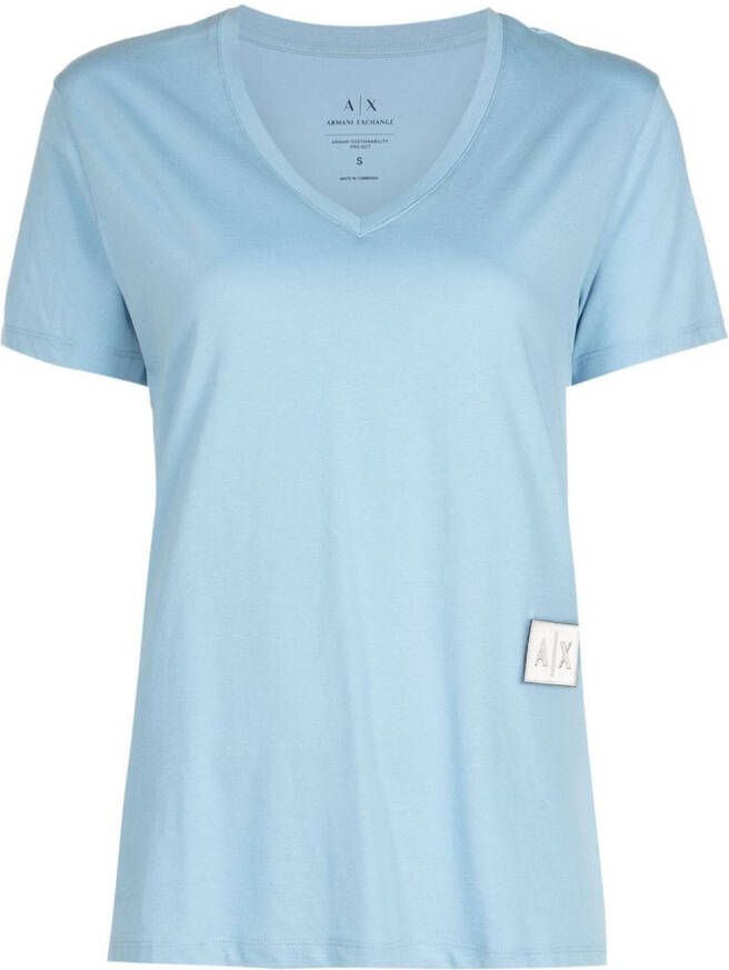 Armani Exchange T-shirt met V-hals Blauw