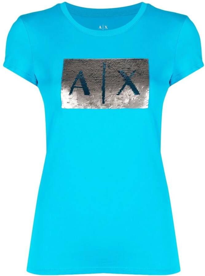 Armani Exchange T-shirt verfraaid met pailletten Blauw