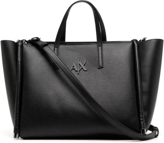 Armani Exchange Shopper met tonale logoplakkaat Zwart