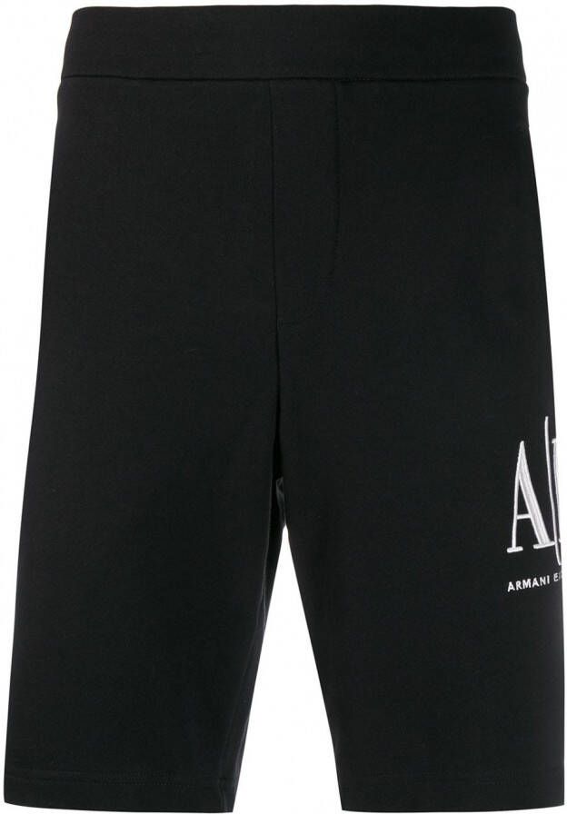 Armani Exchange Trainingsshorts met geborduurd logo Zwart