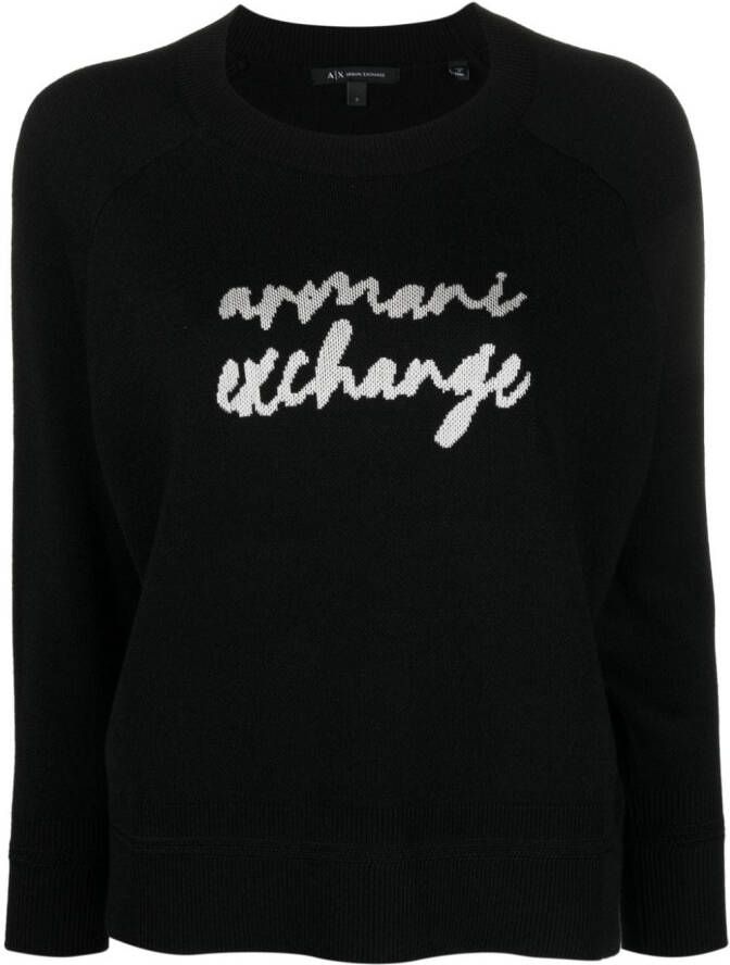 Armani Exchange Trui met intarsia logo Zwart