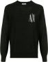 Armani Exchange Trui met intarsia logo Zwart - Thumbnail 1