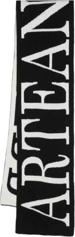 ARTE Sjaal met logo intarsia Zwart